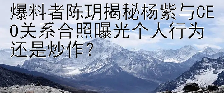 爆料者陈玥揭秘杨紫与CEO关系合照曝光个人行为还是炒作？